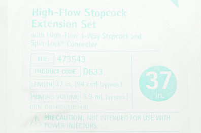 Braun 473543 High-Flow Stopcock Extension Set 37inch, 5.9mL (approx.)